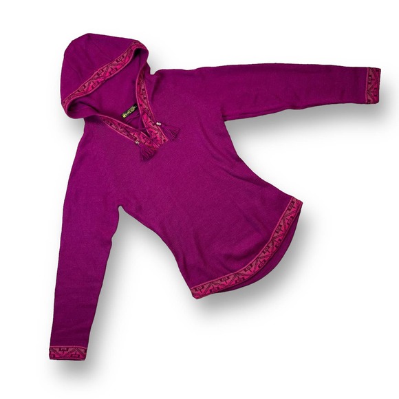 Tejido Parillo 100% Baby Alpaca Wool Purple Pullover Hoodie Made in Peru XS - Picture 3 of 9